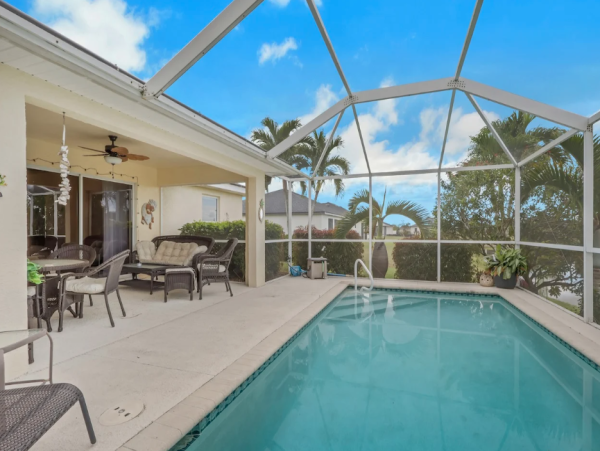 Waterfront Retreat in Northeast Cape Coral Three Bedroom with Private Pool